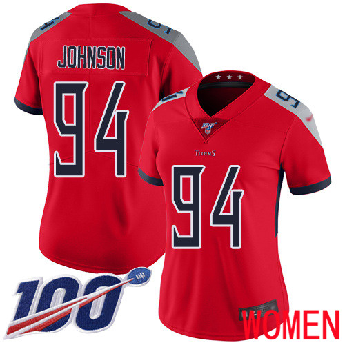 Tennessee Titans Limited Red Women Austin Johnson Jersey NFL Football #94 100th Season Inverted Legend